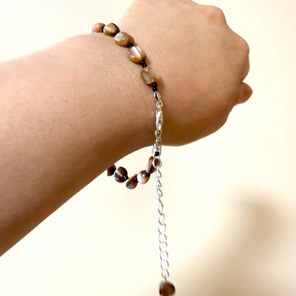 2/$20, Genuine Gemstone Earthy Brecciated Jasper & Mother of Pearl Bracelet - Picture 9 of 9